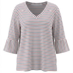 J Jill women’s Striped white red & black V-Neck Bell Sleeve Top size XL